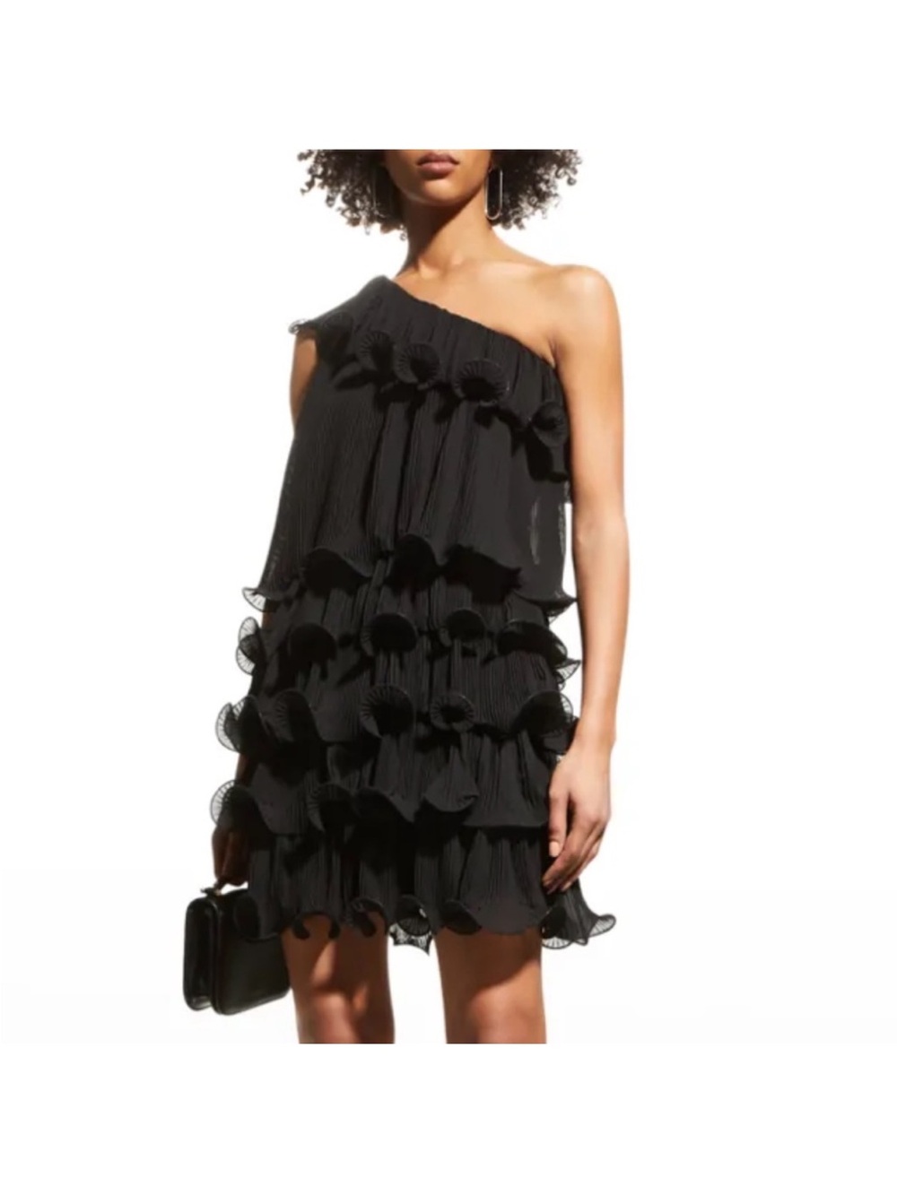 Milly Blakely Pleated Tiered Ruffle
Mini Dress Black Size 12